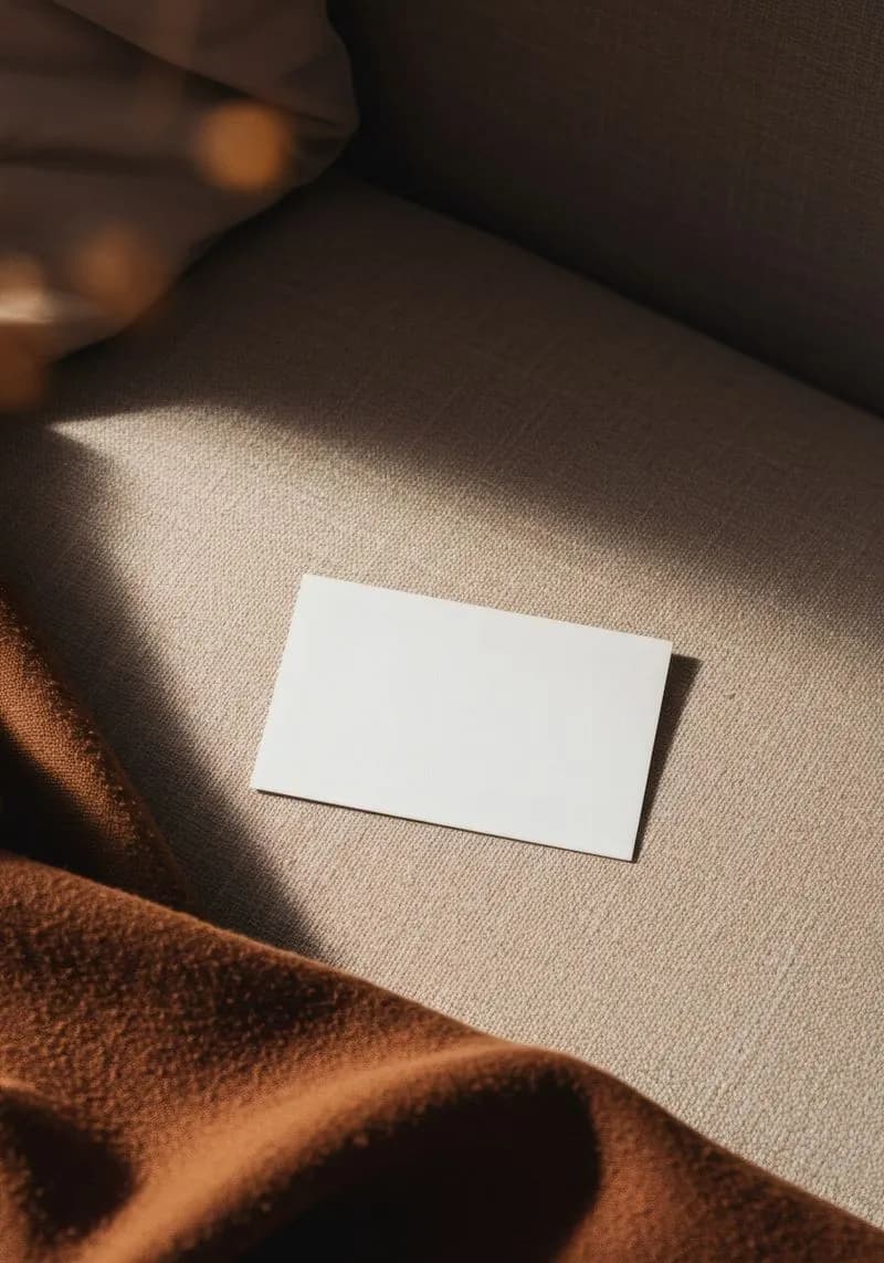 Minimalist card on a couch